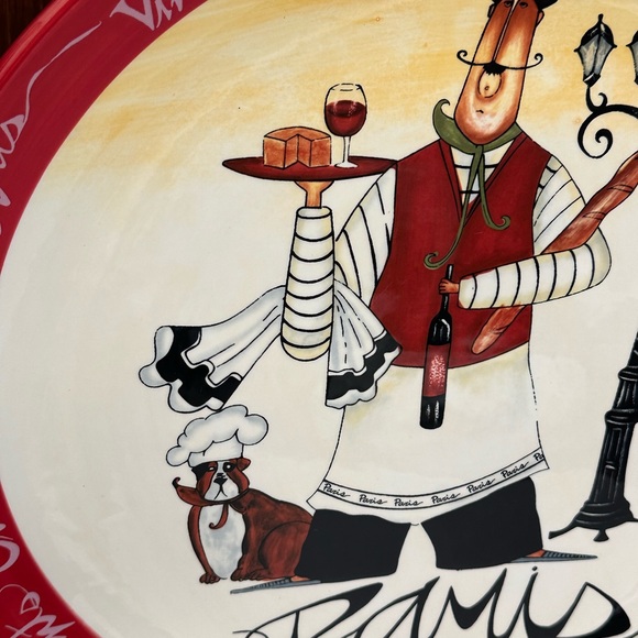 CERTIFIED INTERNATIONAL SERVING ROUND PLATE PARIS CHEFS MOTIFS COLLECTION - Picture 5 of 12